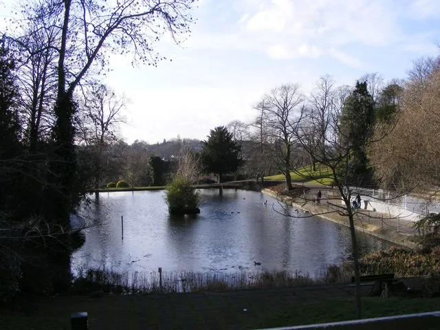 The lake and parkland at Church House Gardens, Bromley